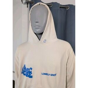 Lonely Ghost C2C Swirly Hoodie Mens Small‎ Cream It's Cool To Care Streetwear